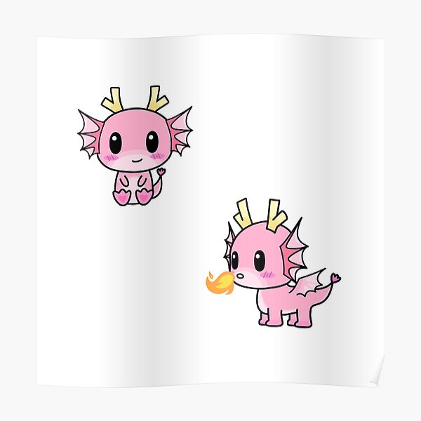 Poster Dragon Corail Mignon Kawaii Par Pbanjelly Redbubble