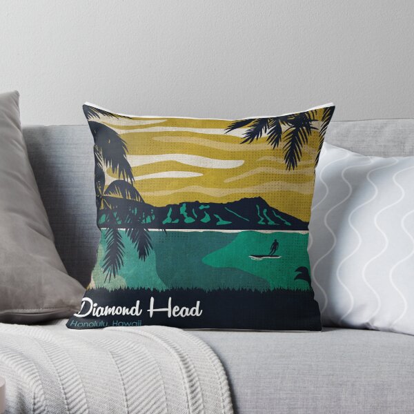 Diamond Head Hawaii Throw Pillow
