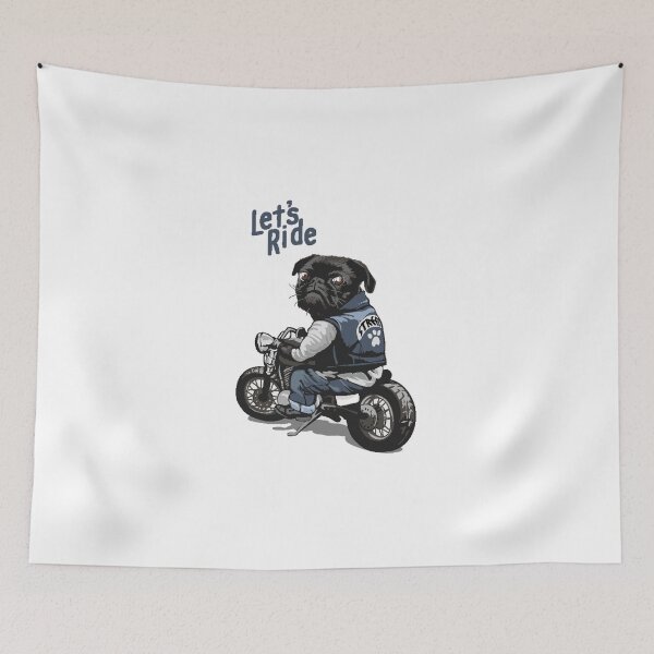 Item preview, Moto Rider Pug Dog Life Funny Design designed and sold by popotamfriends.