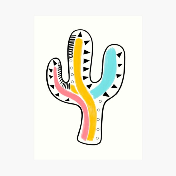 Geometric Boho Cactus Art Print