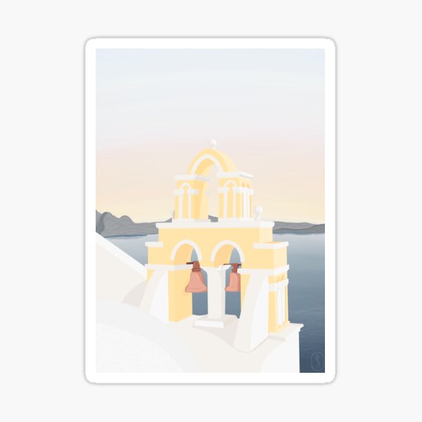 Item preview, Santorini Elopement Illustration At The Sunset designed and sold by BiancartDesigns.