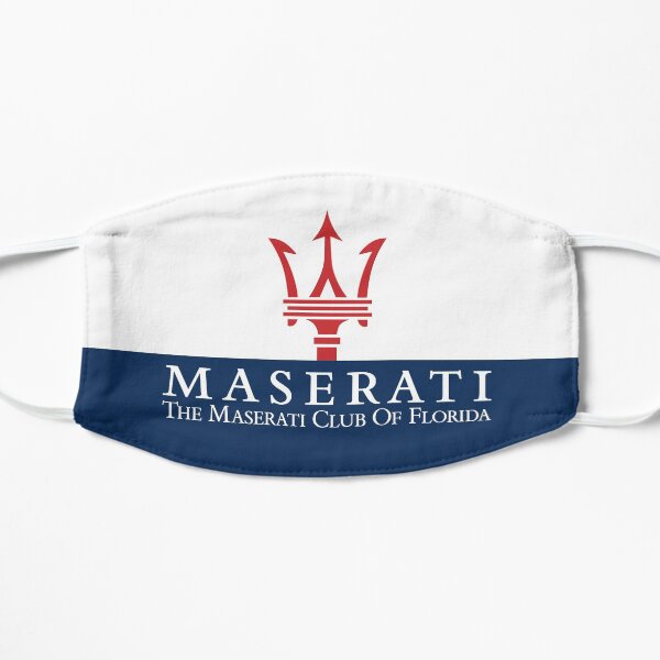 Masque Maserati Club of Florida-1 / Rouge & Bleu sur Blanc Masque sans plis