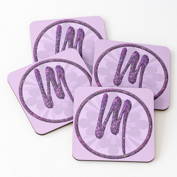 Item preview, Alphabet M letter glittering monogram in purple glitter initials designed and sold by GlamourChick.