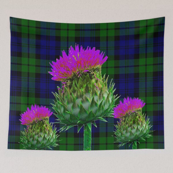 Item preview, SCOTTISH CAMPBELL CLAN BLACKWATCH TARTAN PURPLE THISTLES designed and sold by sharlesart.