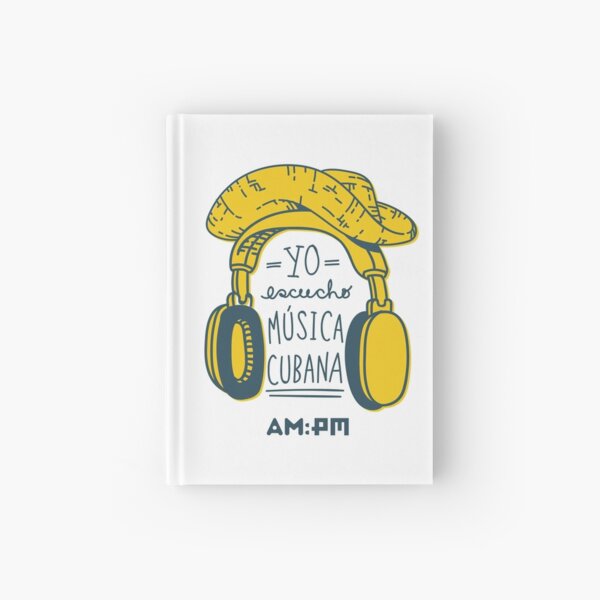 I listen to Cuban music (straw hat) Hardcover Journal