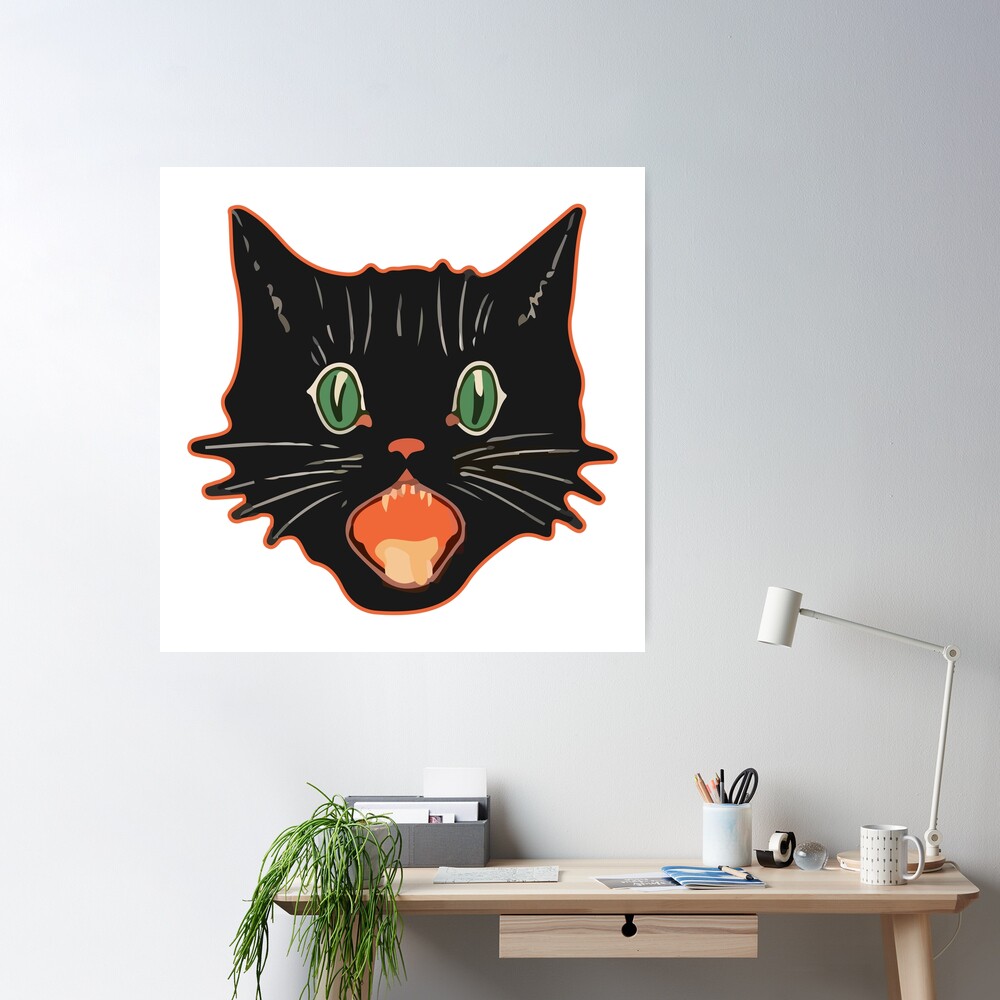 Halloween Black Cat wall art Scaredy Cat Wall Decor 2d animal