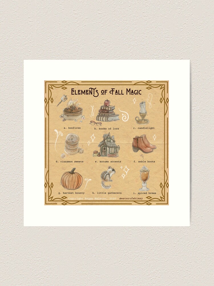 Alternate view of Elements of Fall Magic Illustration in Watercolor Art Print