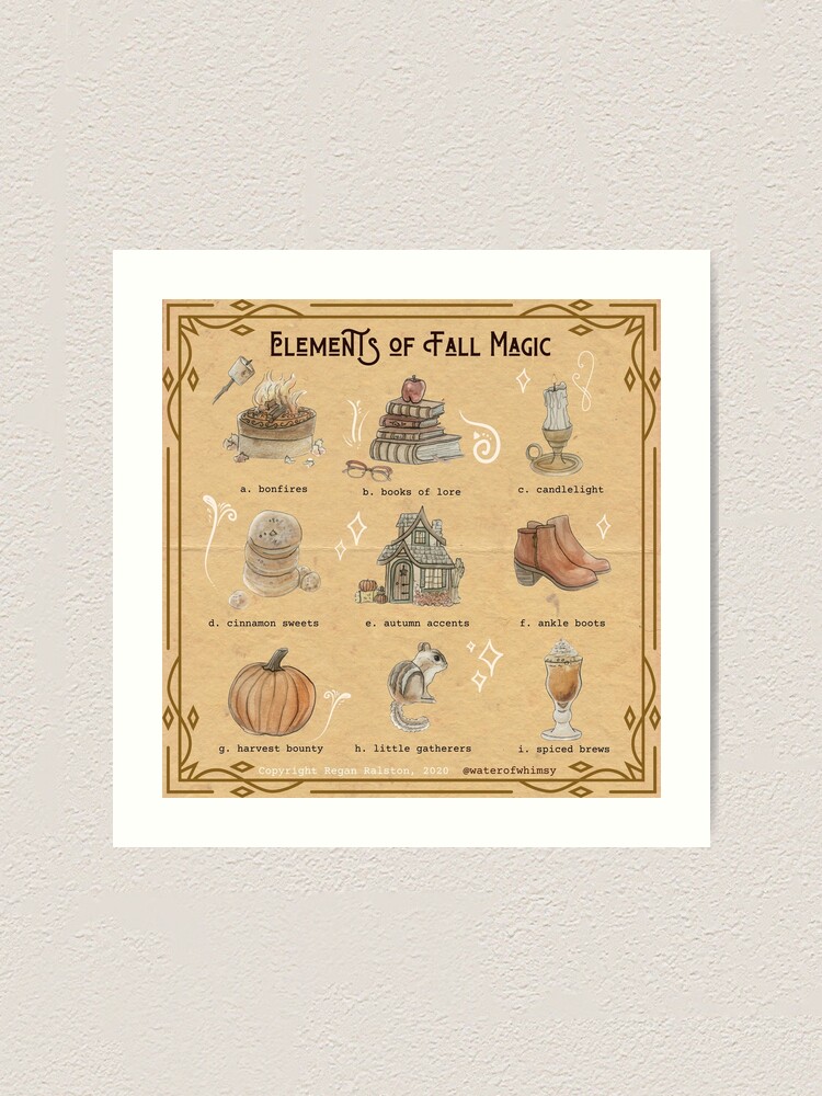 Alternate view of Elements of Fall Magic Illustration in Watercolor Art Print