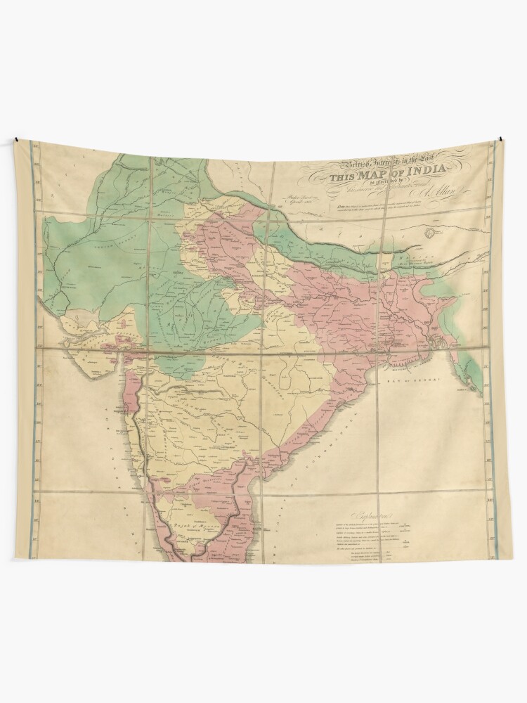 "Map of India (1818)" Tapestry by allhistory  Redbubble