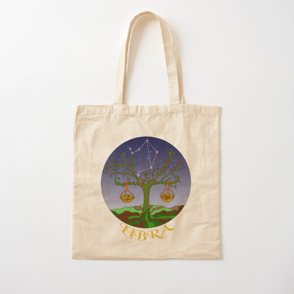 Libra Zodiac Star Sign Horoscope Cotton Tote Bag