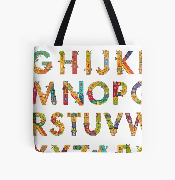 AlphaPod Letters in White All Over Print Tote Bag