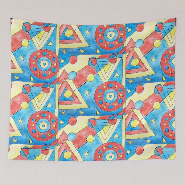 Item preview, colorful geometric shape design | watercolor artwork designed and sold by Musiccityartfix.