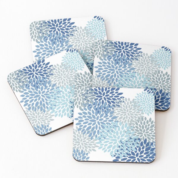 Item preview, Floral Pattern, Blue and Gray, Floral Prints designed and sold by meggydesigns.