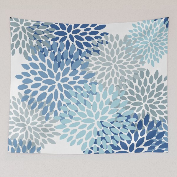 Item preview, Floral Pattern, Blue and Gray, Floral Prints designed and sold by meggydesigns.