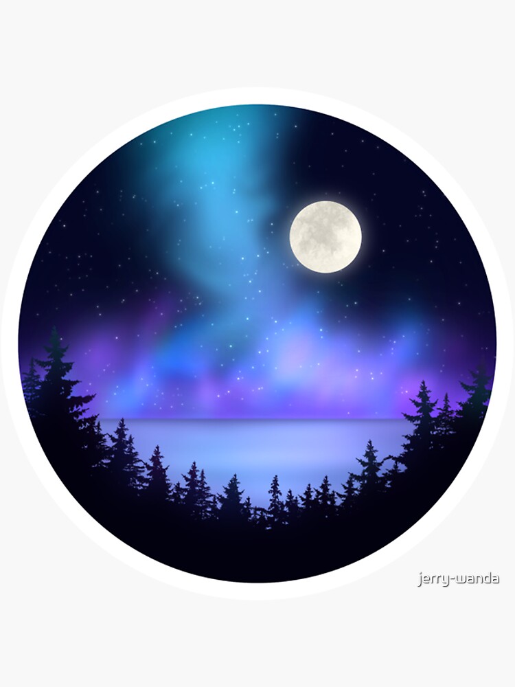 Thumbnail 3 of 3, Sticker, Northern lights designed and sold by jerry-wanda.