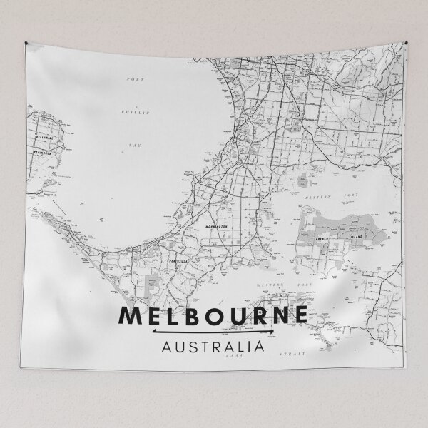 Item preview, Melbourne Black and White Map designed and sold by creative-boo.