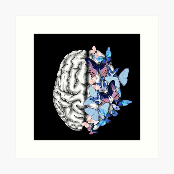 Blue butterflies Mental health brain psychology Art Print