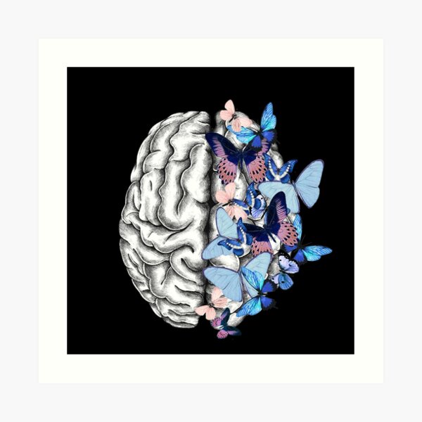 Blue butterflies Mental health brain psychology Art Print