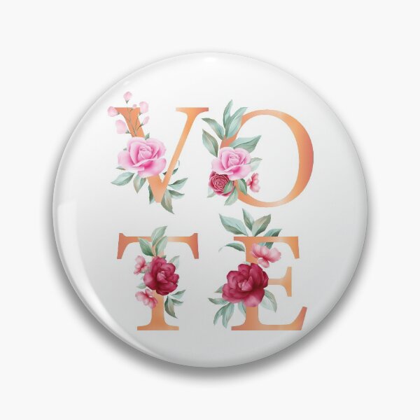 Item preview, Peach Pink Floral Feminine vote designed and sold by MGdezigns.
