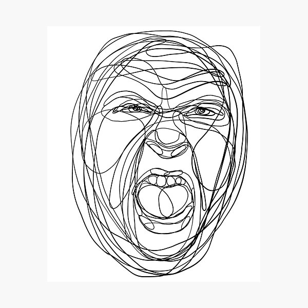 Comic Rage Scared Face Drawing Stencil (536) – Stencilville