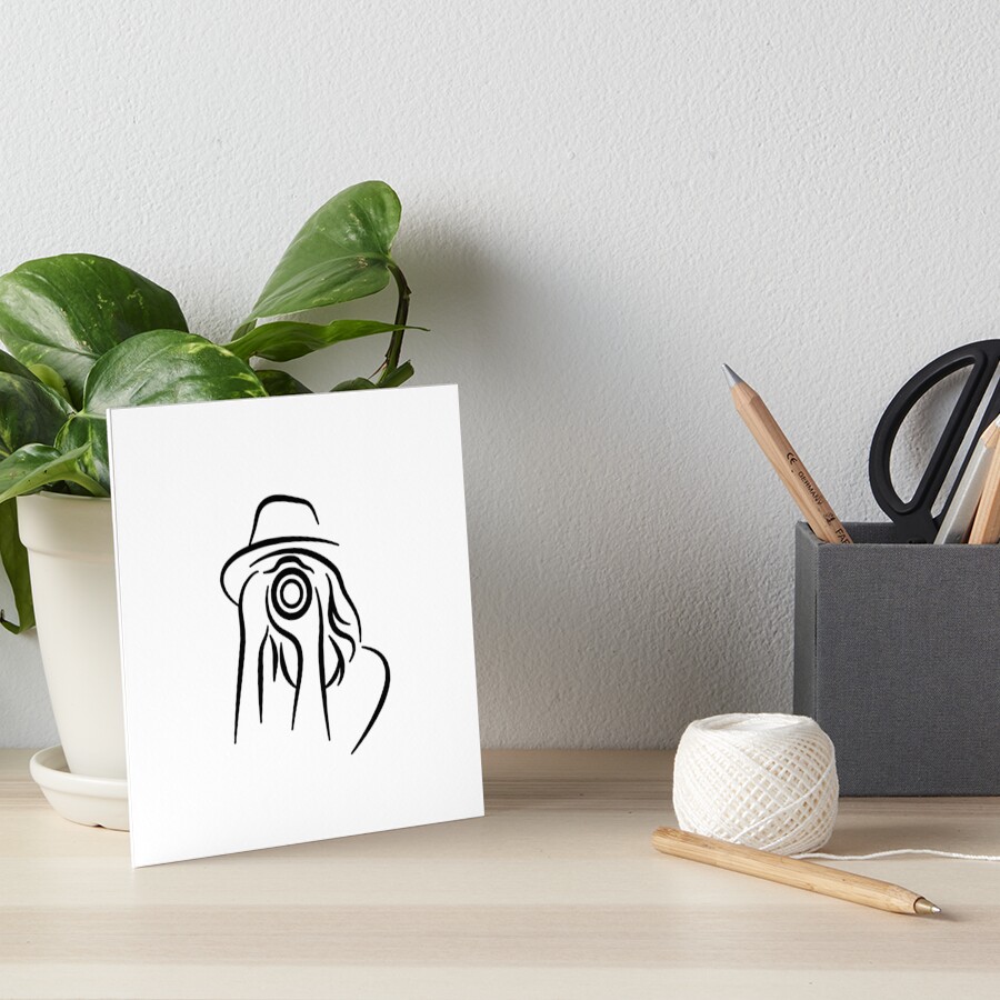 Photographer Minimalist Line Drawing Art Board Print