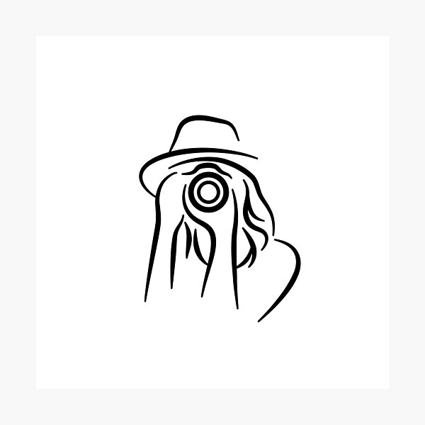 Photographer Minimalist Line Drawing Photographic Print