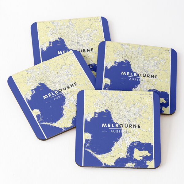 Item preview, Melbourne Blue and Yellow Map designed and sold by creative-boo.