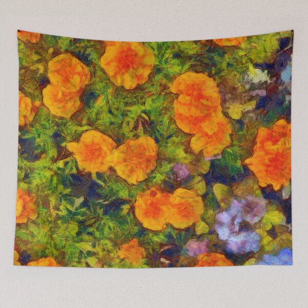 Item preview, Painted orange flowers in impressionist style  designed and sold by AnnaMelekhina.