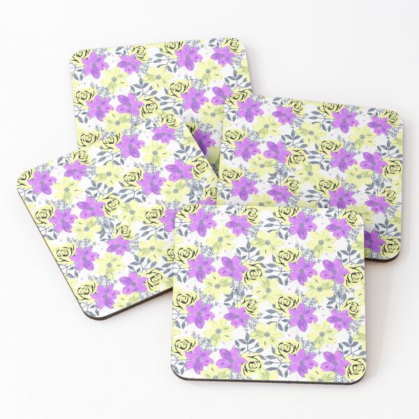 Item preview,   Bright springtime purple and yellow floral design on white designed and sold by whitedove457.