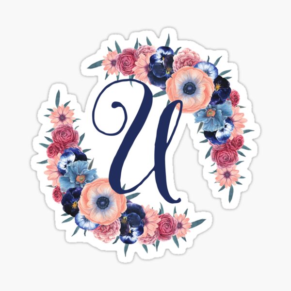 U Floral Monogram Initial | Sticker