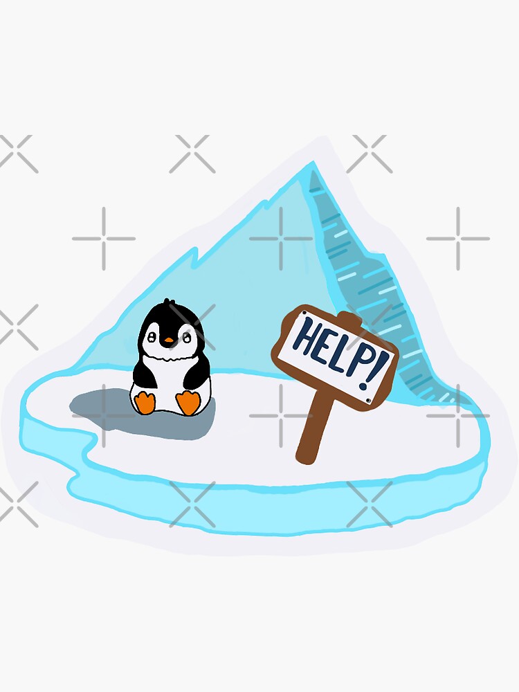 baby penguin caught on an iceberg meme
