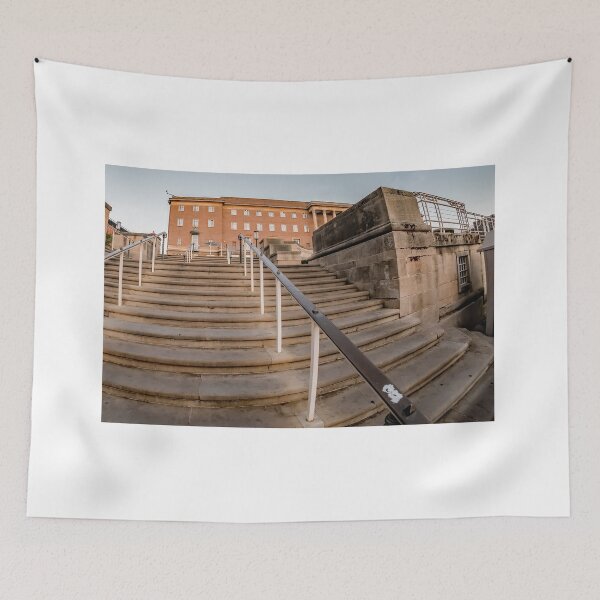 Item preview, Fisheye view of the concrete steps leading to County Hall in Norwich, Norfolk designed and sold by yackers1.