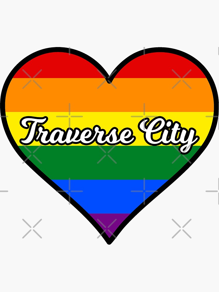 "Traverse City Michigan Gay Pride Heart" Sticker for Sale by fearcity