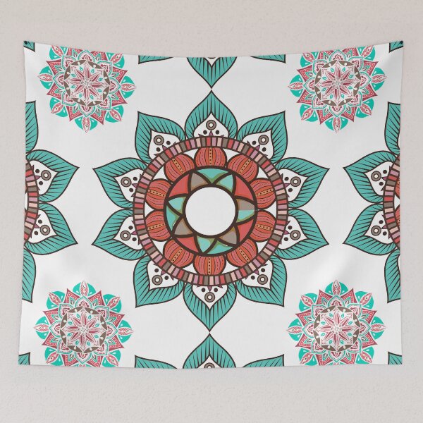 Item preview, Teal and Red mandala designed and sold by Sweet Champagne Designs.
