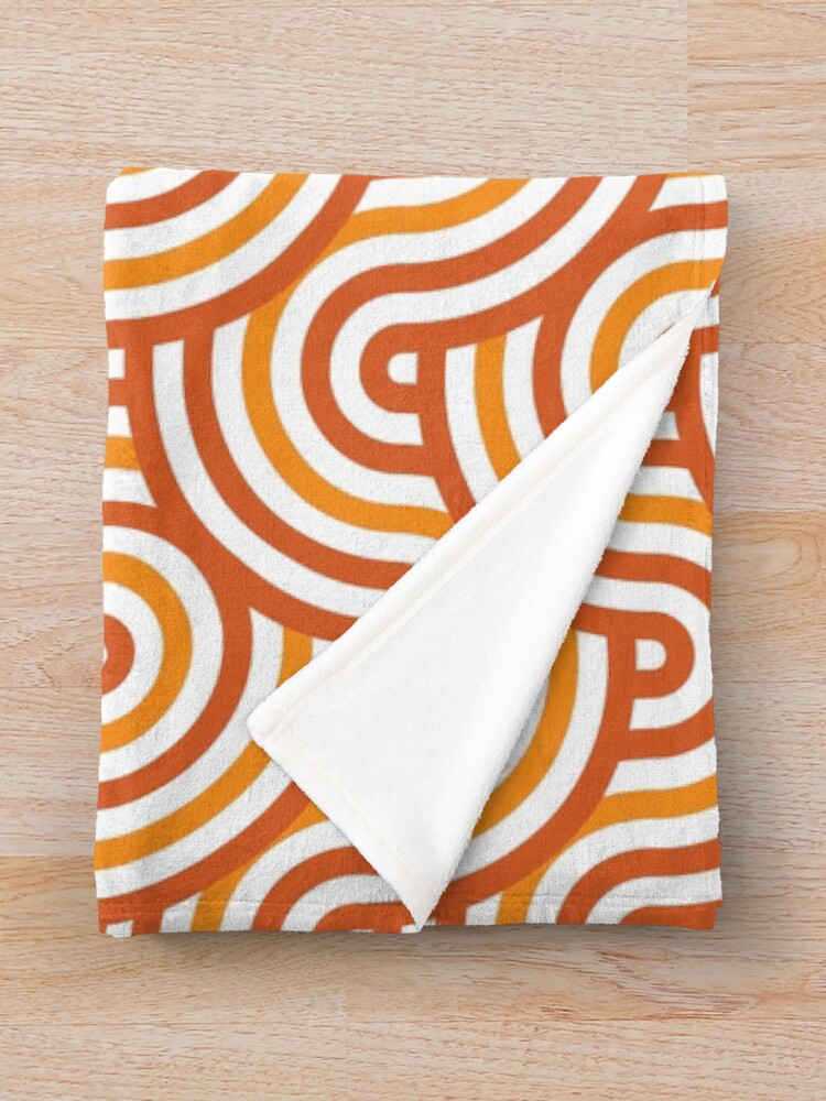 Thumbnail 3 of 6, Throw Blanket, Horizontal Waves Pattern – Orange designed and sold by RoguePatterns.