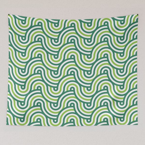 Item preview, Horizontal Waves Pattern – Green & Teal designed and sold by RoguePatterns.