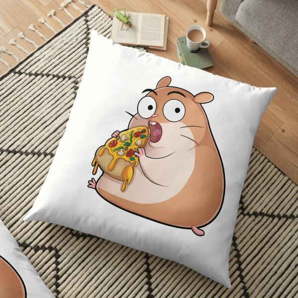 Knuddeliger Hamster isst einen leckere Pizza Bodenkissen