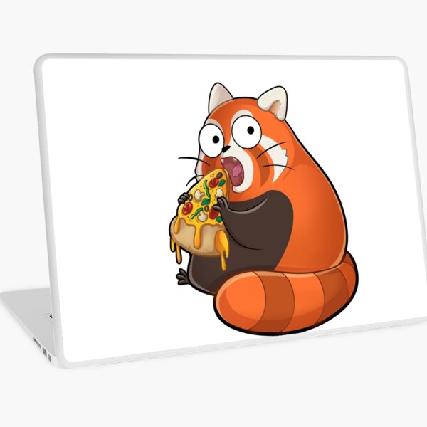 Knuddeliger roter Panda isst einen leckere Pizza Laptop Folie