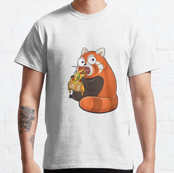 Knuddeliger roter Panda isst einen leckere Pizza Classic T-Shirt