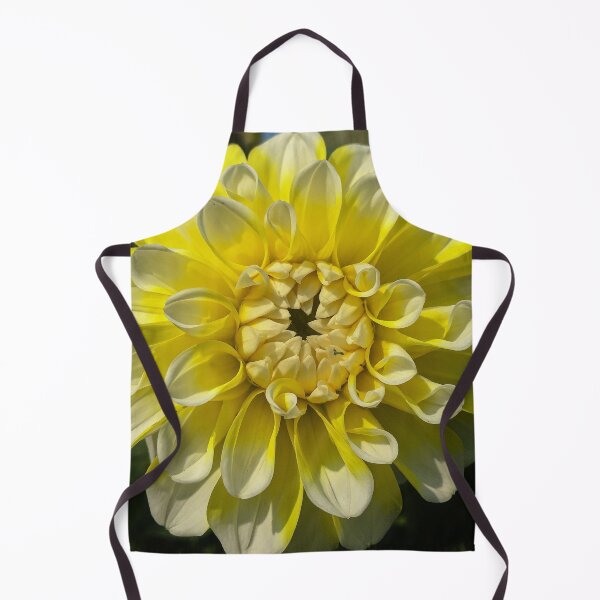 Item preview, Yellow and White Ball Dahlia. Double Bloom. Ray Florets 058 designed and sold by Bees-n-Flowers.