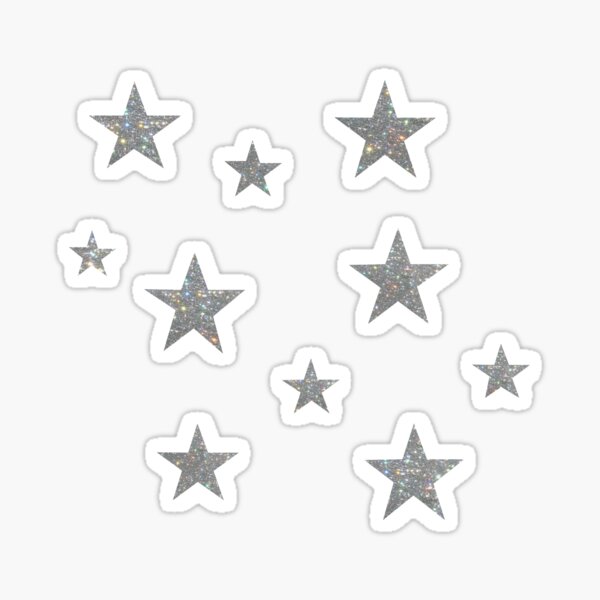Small Silver Sparkle Star Stickers, 1/2 Star Shape