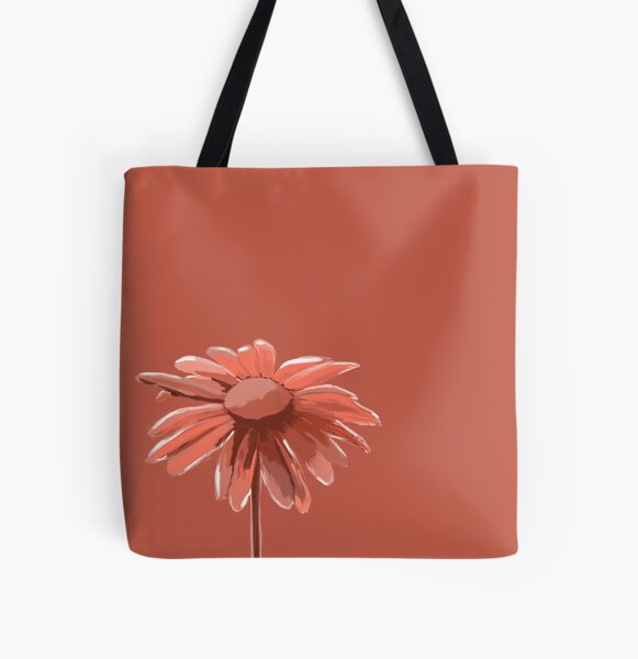 Red Daisy All Over Print Tote Bag