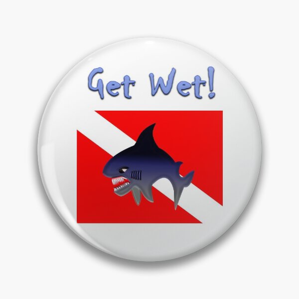 Item preview, Get wet angry shark scuba diver, dive flag design designed and sold by SumoShark.