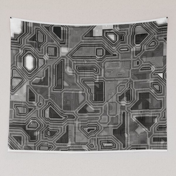 Item preview, cyber tecno pattern in black and white designed and sold by Department61.
