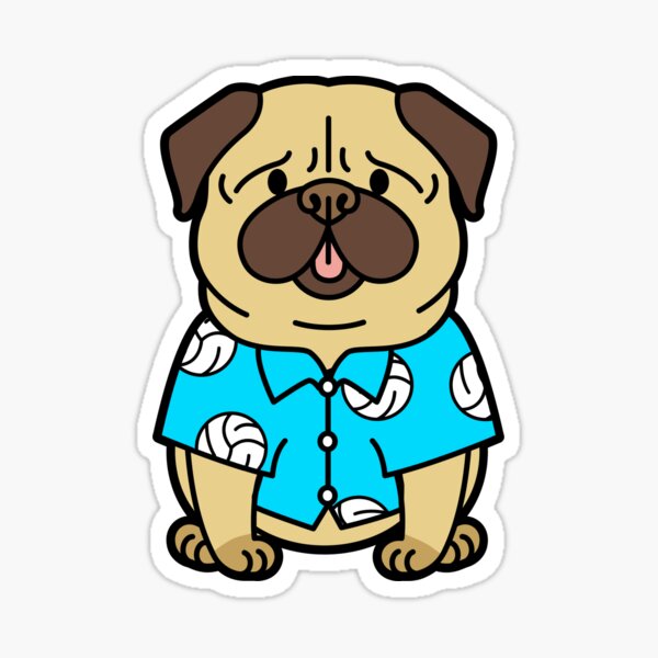 Pug in a Volleyball Shirt Sticker