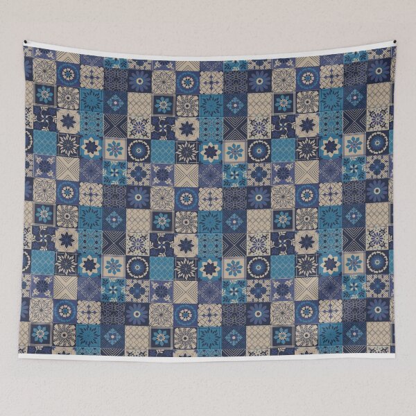 Item preview, Faux Blue patchwork quilt pattern designed and sold by Department61.
