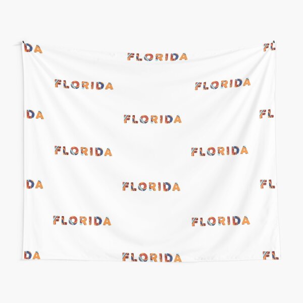 Orange, Blue, and Red State of Florida Letters Tapestry