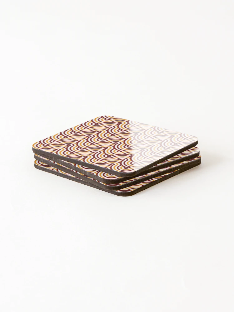 Thumbnail 4 of 5, Coasters (Set of 4), Horizontal Waves Pattern – Rogue Patterns designed and sold by RoguePatterns.