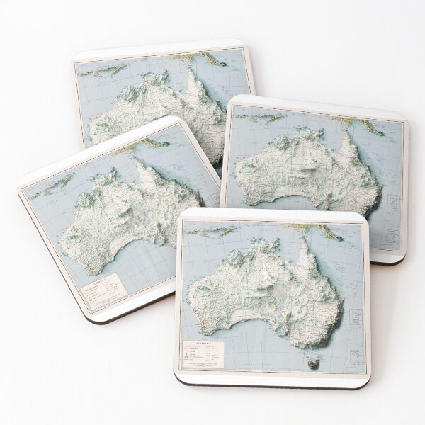 Item preview, 1959 Australia Relief Map 3D digitally-rendered designed and sold by ThinkAboutMaps.
