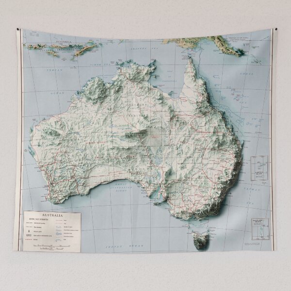 Item preview, 1959 Australia Relief Map 3D digitally-rendered designed and sold by ThinkAboutMaps.